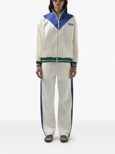 Gcds Zip-up Sweatshirt In White