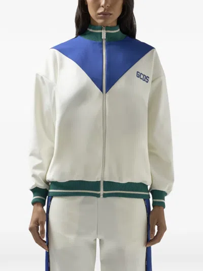 Gcds Zip-up Sweatshirt In White