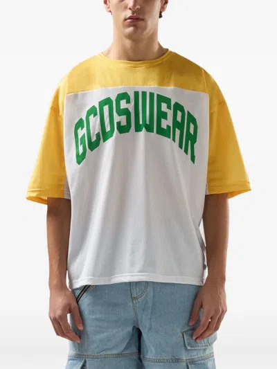 Gcds White Graphic T-shirt In Metallic