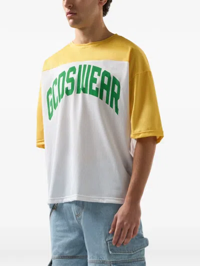 Gcds White Graphic T-shirt In Metallic