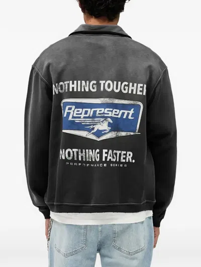 Represent Zip Graphic Sweatshirt In Black