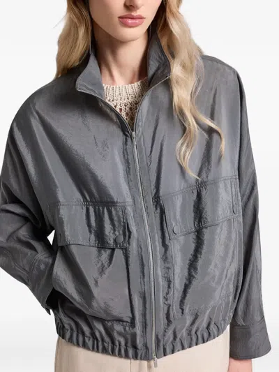Peserico Flap-pocket Zip Jacket In Gray