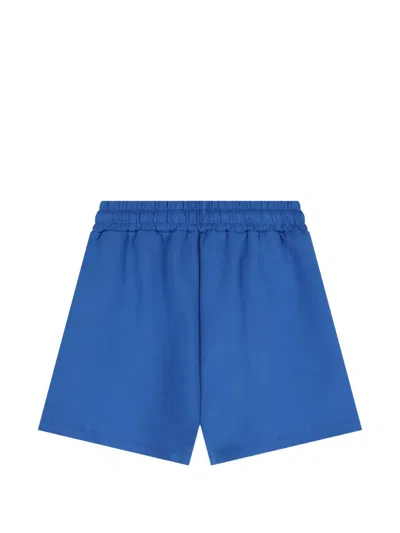 Msgm Logo-patch Shorts In Blue