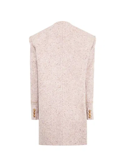 Chloé Button Patch Pocket Coat In Pink