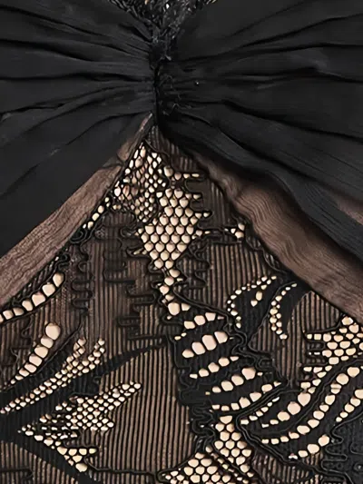 Tadashi Shoji Off The Shoulder Mixed Media Lace Gown In Black