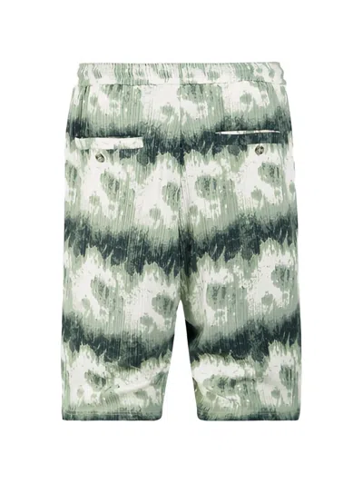 Maison Hideout Cloud Pattern Drawstring Shorts In Green