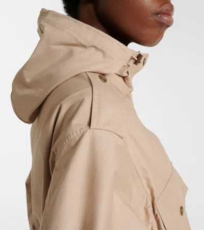 Moncler Carex Cropped Hooded Cotton-blend Poplin Jacket In Neutral