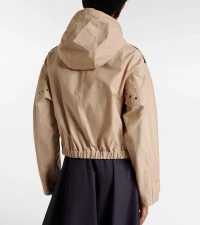 Moncler Carex Cropped Hooded Cotton-blend Poplin Jacket In Neutral