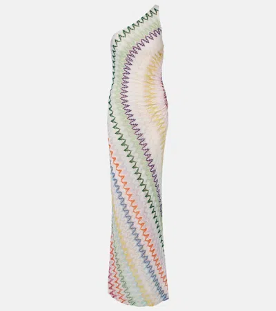 Missoni One-shoulder Zig-zag Maxi Dress In Multi