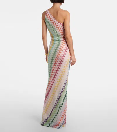 Missoni One-shoulder Zig-zag Maxi Dress In Multi