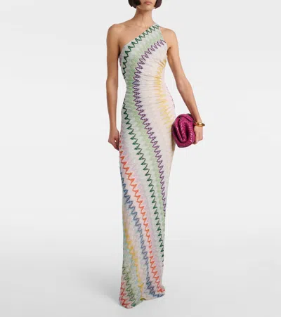 Missoni One-shoulder Zig-zag Maxi Dress In Multi