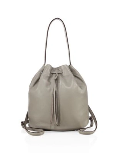 Shop Elizabeth And James Finley Sling Leather Bucket Bag In Dove Grey