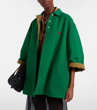 Prada Bicolor Polyethylene Biker Jacket In Green