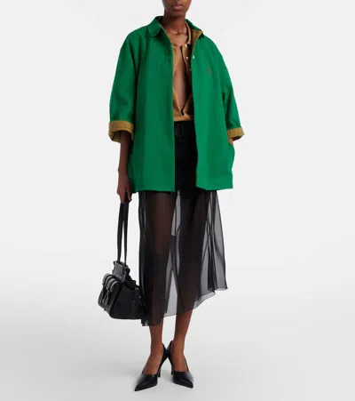 Prada Bicolor Polyethylene Biker Jacket In Green