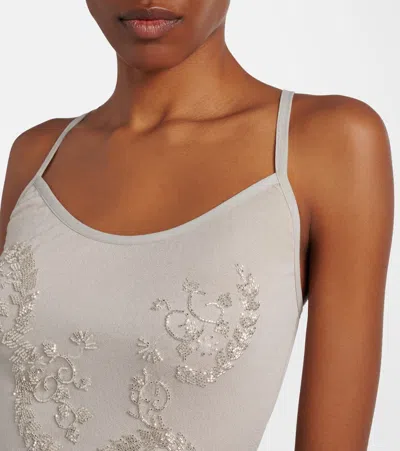 Jacques Wei Beaded Bodysuit In Gray