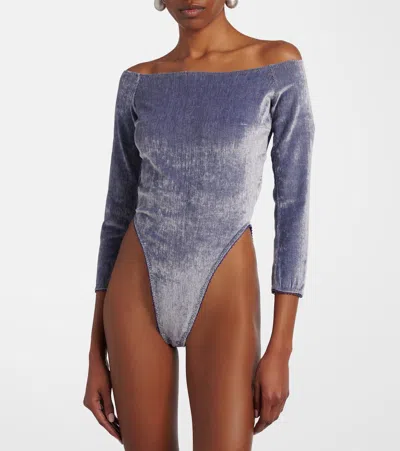 Jacques Wei Off-shoulder Bodysuit In Blue