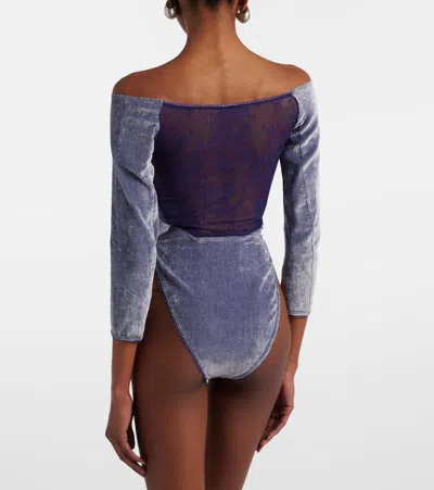 Jacques Wei Off-shoulder Bodysuit In Blue