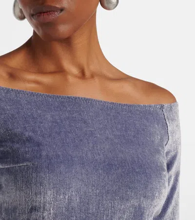 Jacques Wei Off-shoulder Bodysuit In Blue