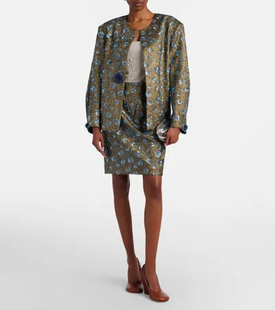 Jacques Wei Floral Sequined Oversized Jacket In Green