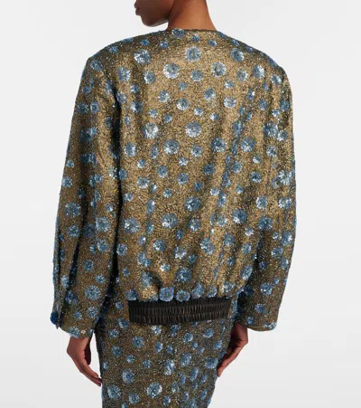 Jacques Wei Floral Sequined Oversized Jacket In Green