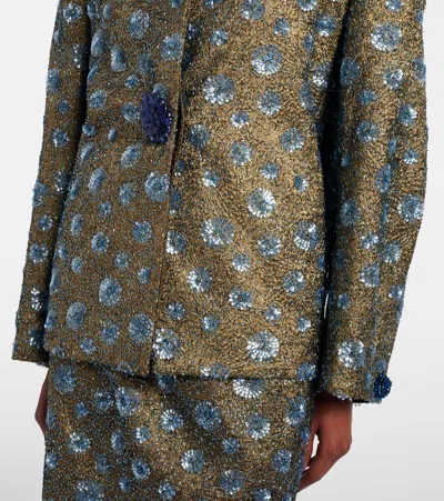 Jacques Wei Floral Sequined Oversized Jacket In Green