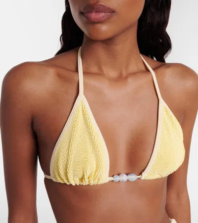 Hunza G Womens Butter Gina Bead-embellished Bikini Set In Neutral