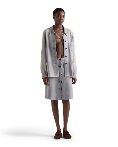Prada Suede Caban Jacket In Blue