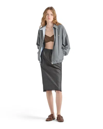 Prada Check-pattern Zip-fastening Jacket In Gray