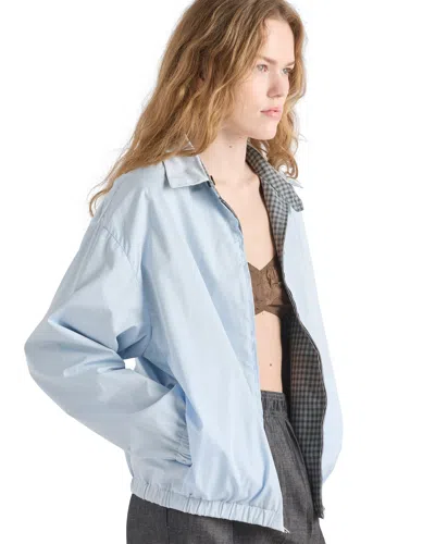 Prada Check-pattern Zip-fastening Jacket In Gray