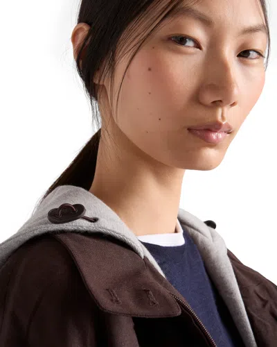 Prada Hooded Rush-stitch Jacket In Brown