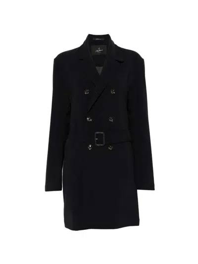 Montecore Double-breasted Coat With Belt In Black