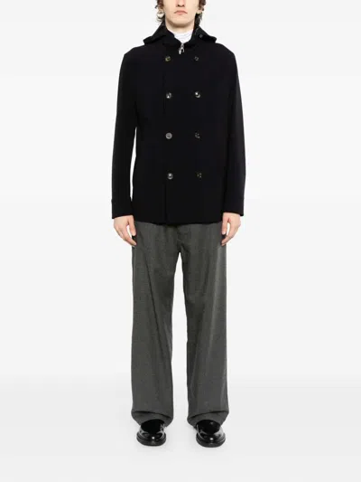 Montecore Double-breasted Jacket With Hood In Black