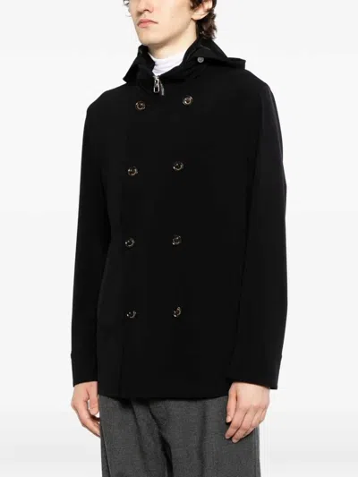Montecore Double-breasted Jacket With Hood In Black