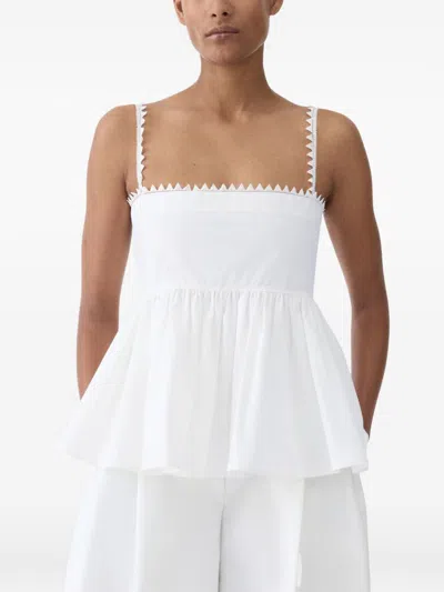 Jacquemus Top Le Haut Traversin White With V-neck And Ruffle Details In Cotton For Women In Gray