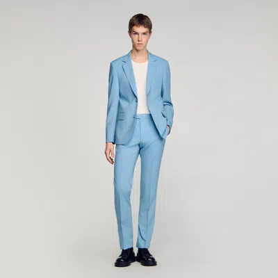 Sandro Wool Suit Jacket In Blue