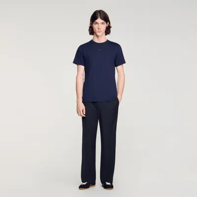 Sandro T-shirt With Double S Patch In Blue