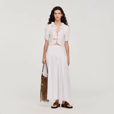 Sandro Ruffled Crop Top In White