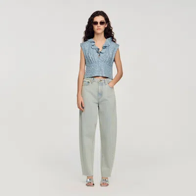 Sandro Iseo Sequin Crop Top In Blue