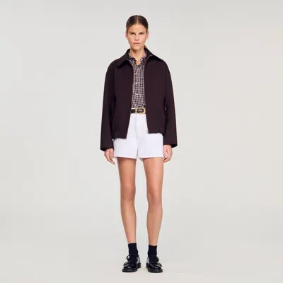 Sandro Oversized Jacket In Brown