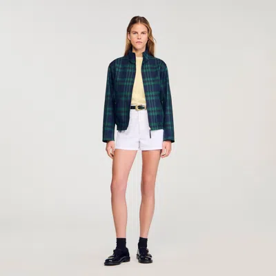 Sandro Checked Jacket In Green