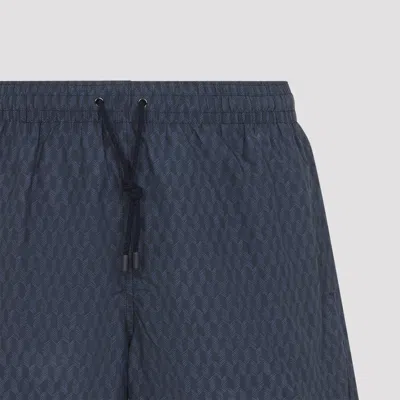 Canali Patterned Drawstring Swim Shorts In Blue
