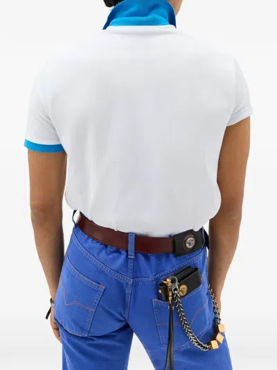 Versace 刺绣棉珠地布polo衫 In White