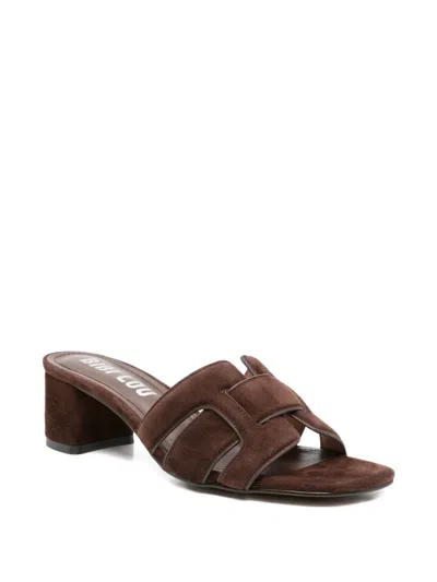 Bibi Lou Suede Mules In Brown