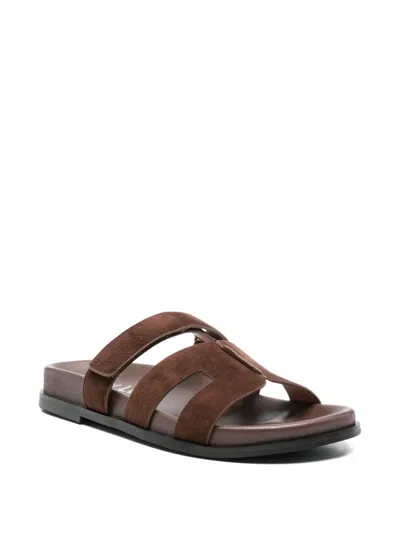 Bibi Lou Leather Flat Sandals In Brown