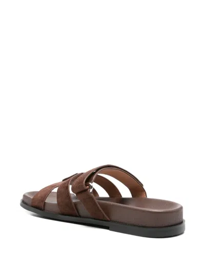 Bibi Lou Leather Flat Sandals In Brown