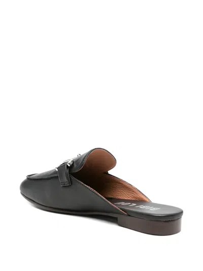 Bibi Lou Leather Flat Mules In Black