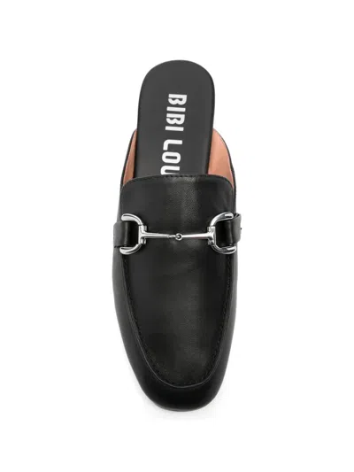 Bibi Lou Leather Flat Mules In Black