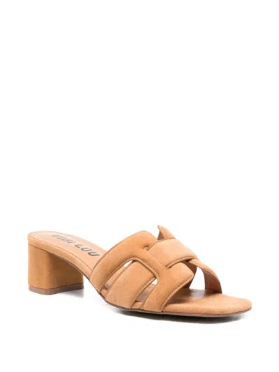 Bibi Lou Suede Mules In Brown
