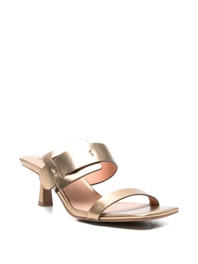 Bibi Lou Buckle-strap Mules In Gold