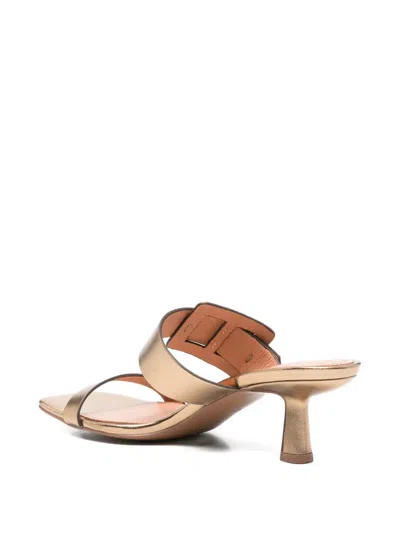 Bibi Lou Buckle-strap Mules In Gold